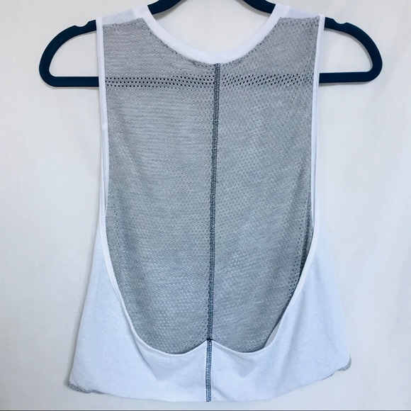 LA Relaxed White Crop Tank Top with Mesh Detailing - Picture 4 of 5